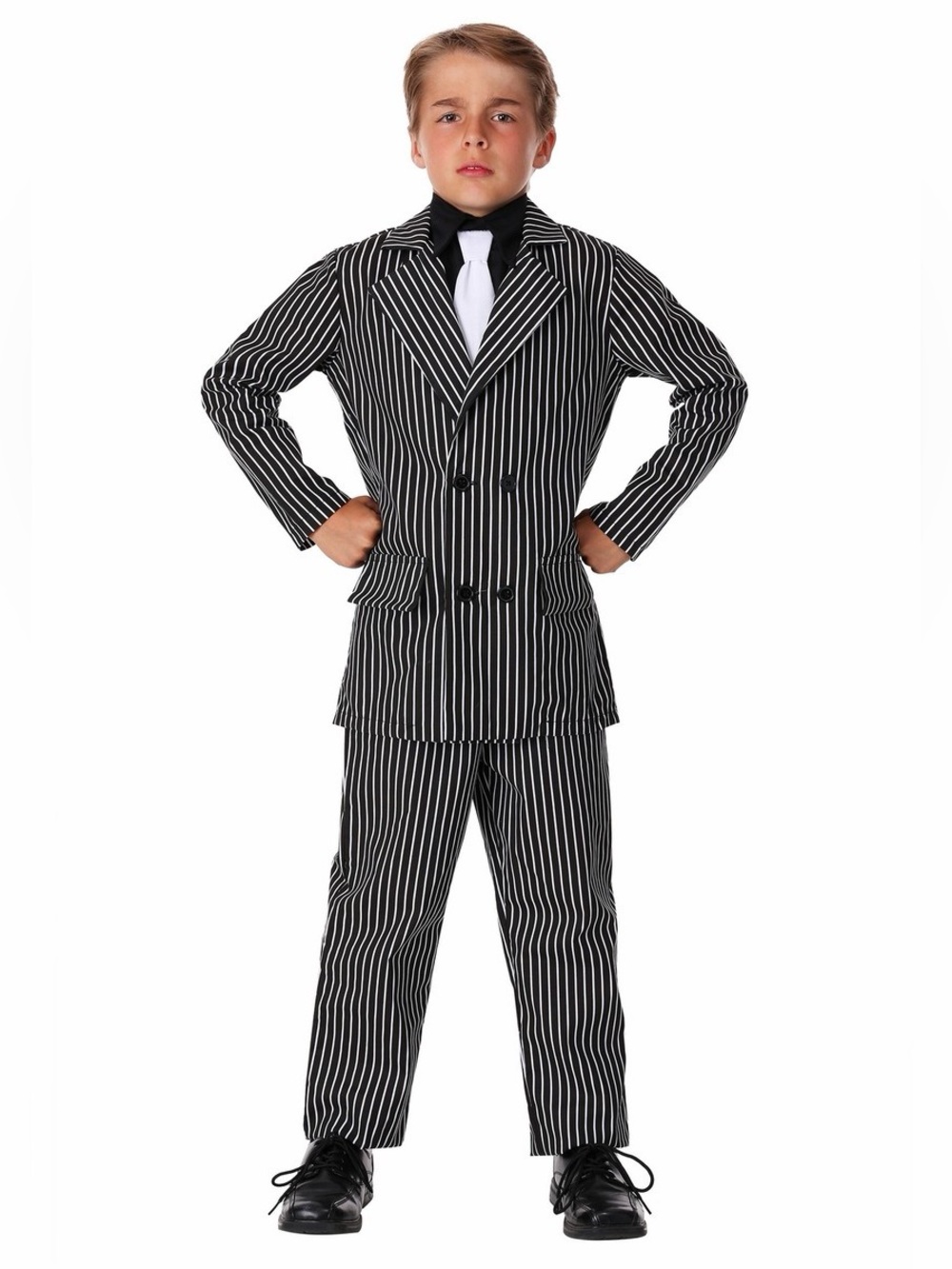 Kids Gangster Halloween Costume Size M 3 Piece Pinstripe Suit Set